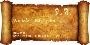 Vankó Nándor névjegykártya